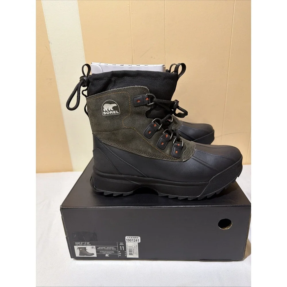 Sorel Scout 87 XT WP Men's Nubuck Waterproof Hiking Boot Black / Quarry Size 13